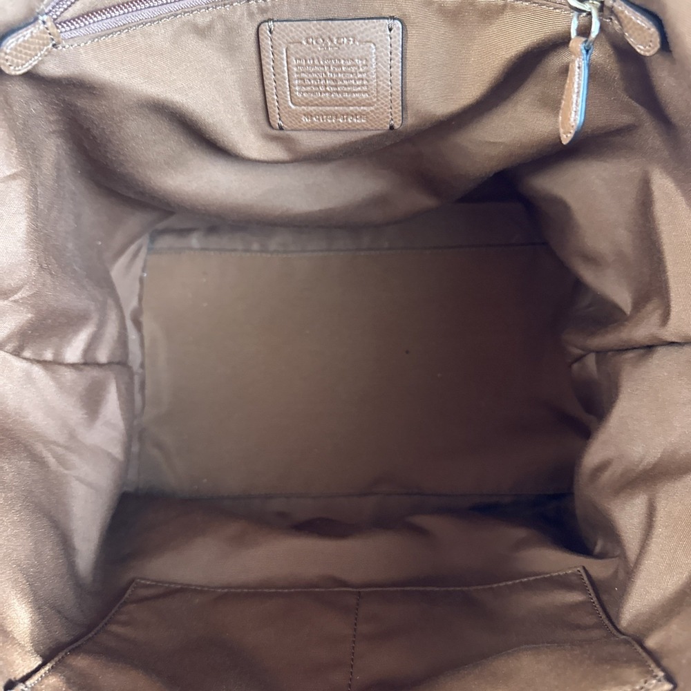 Coach Brown Saffiano Leather Large Double Handle Zip Travel Tote Bag Purse 12x19 - Picture 8 of 12